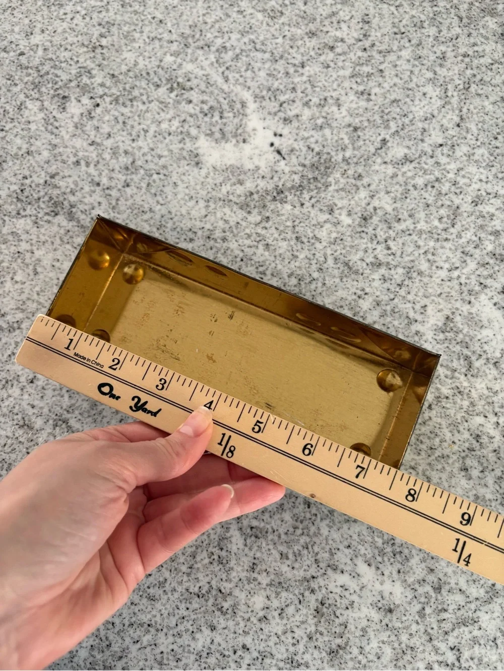 Vintage mid century atomic desk organizer brass box container decor